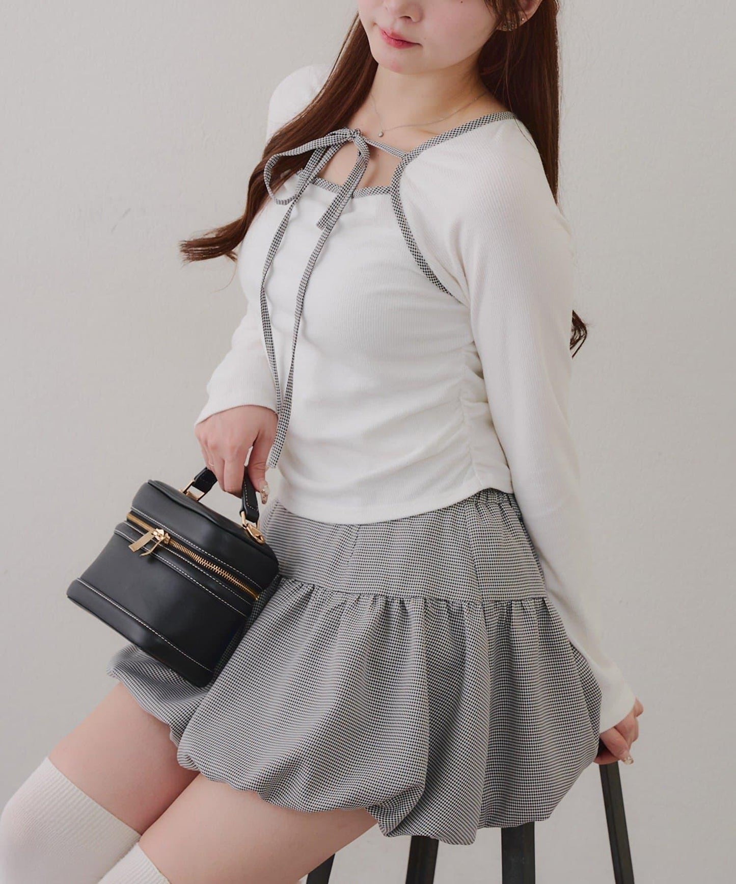 【2026春夏】多穿法上衣+泡泡迷你裙套裝