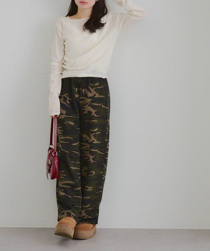 【SETUP】背部標誌水鑽裝飾休閒褲