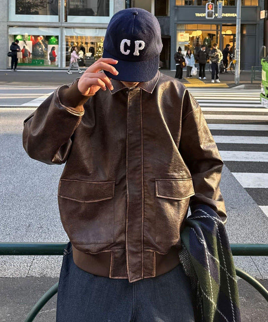 復古風格皮革夾克