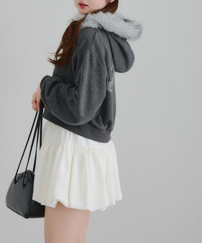 【SETUP】水鑽標誌可拆卸毛絨連帽衛衣