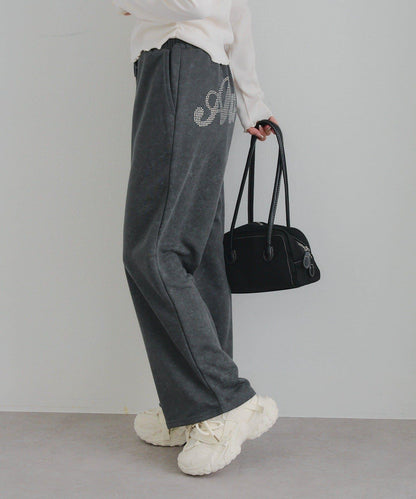 【SETUP】背部標誌水鑽裝飾休閒褲