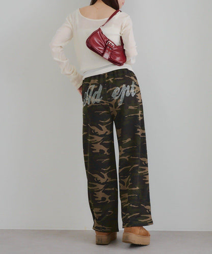 【SETUP】背部標誌水鑽裝飾休閒褲