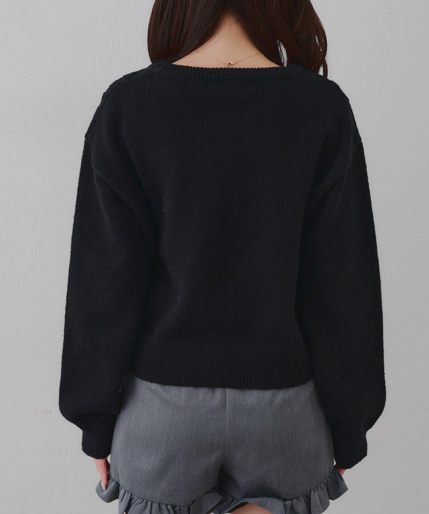 珍珠裝飾麻花針織套頭衫