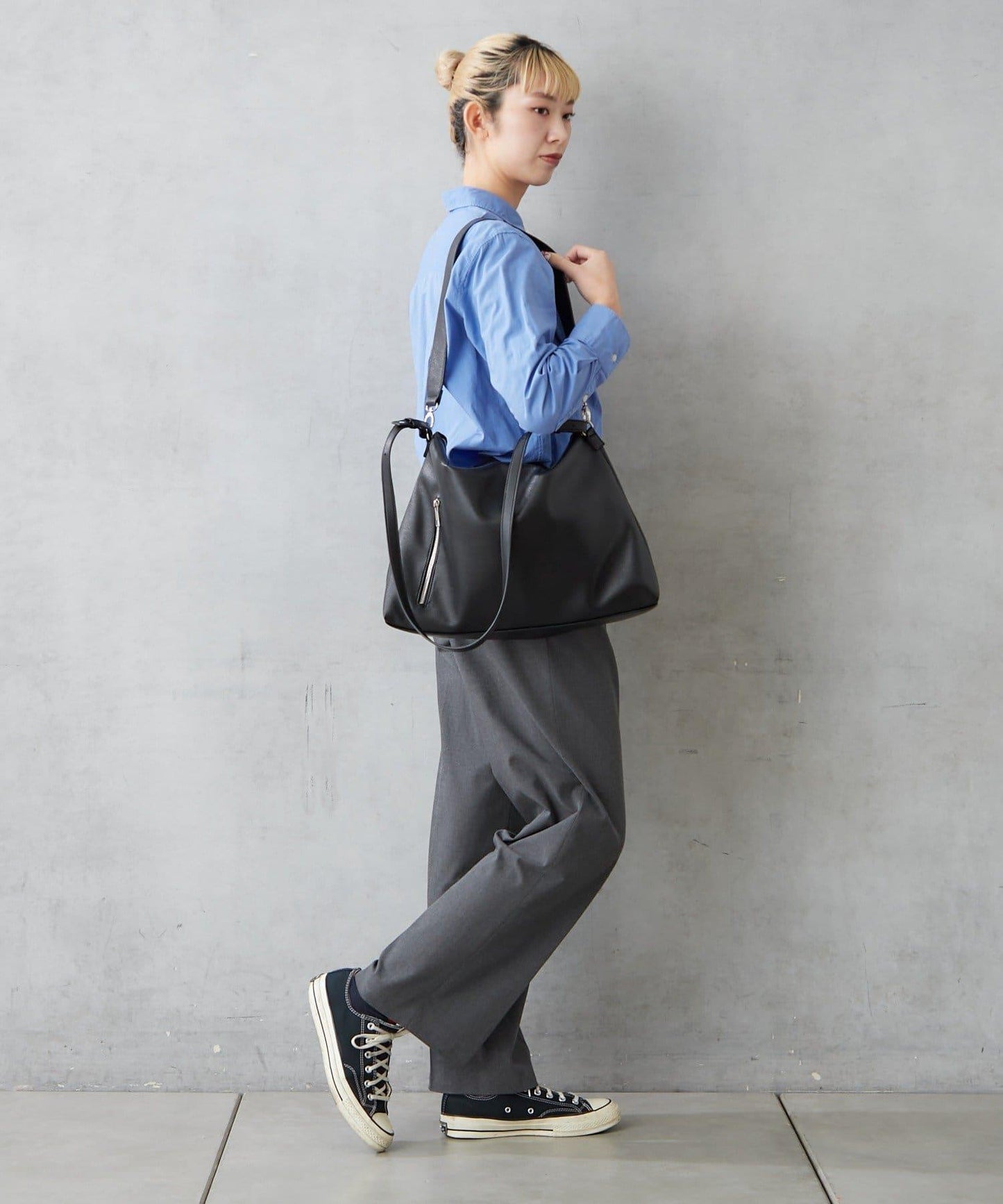 仿皮六口袋兩用單肩包