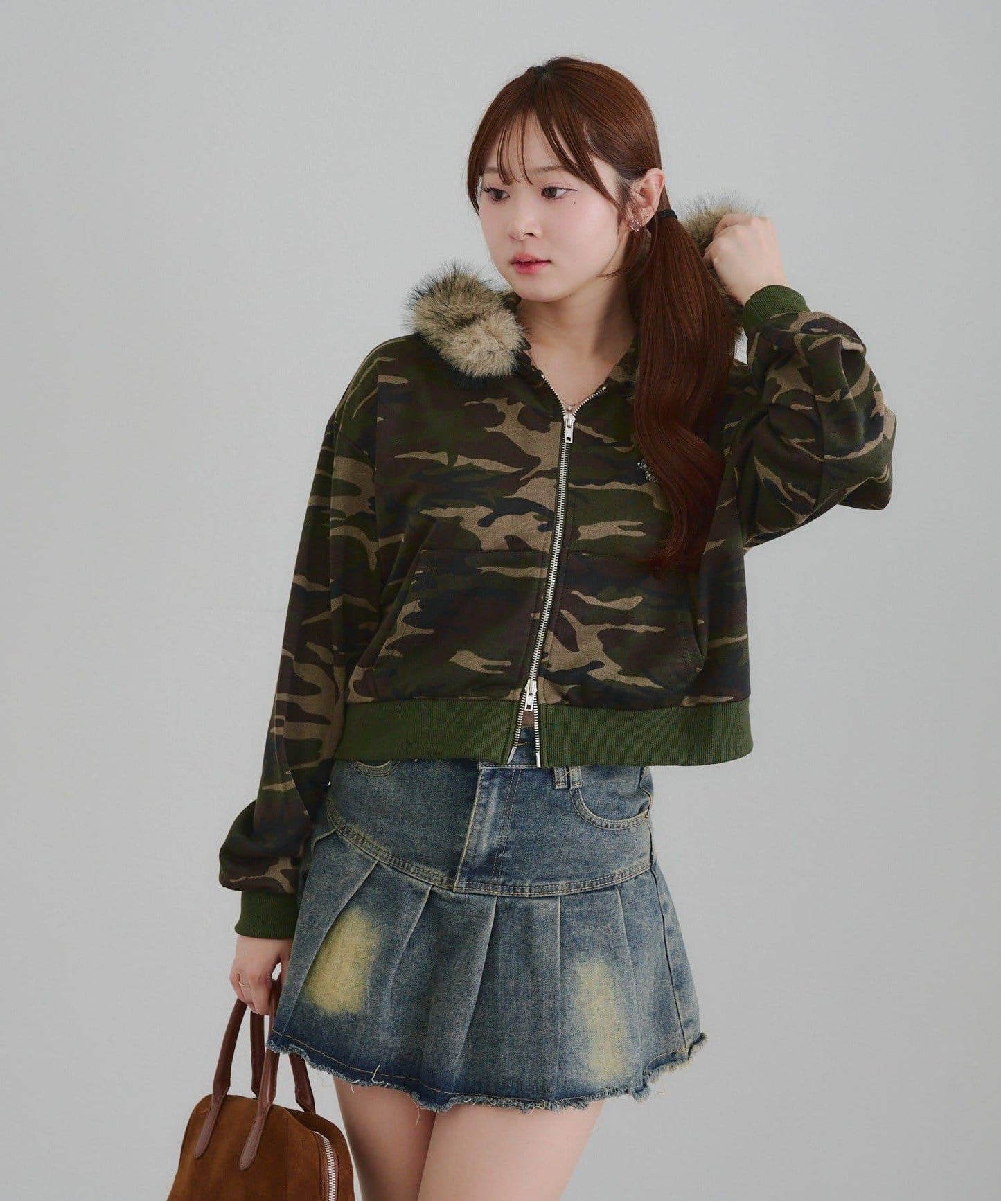 【SETUP】水鑽標誌可拆卸毛絨連帽衛衣