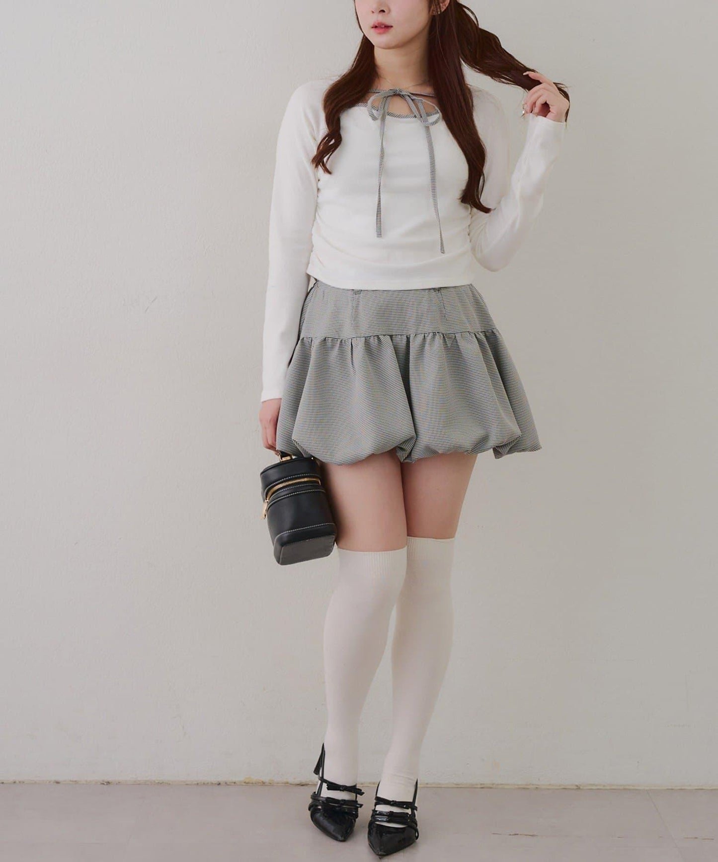 【2026春夏】多穿法上衣+泡泡迷你裙套裝