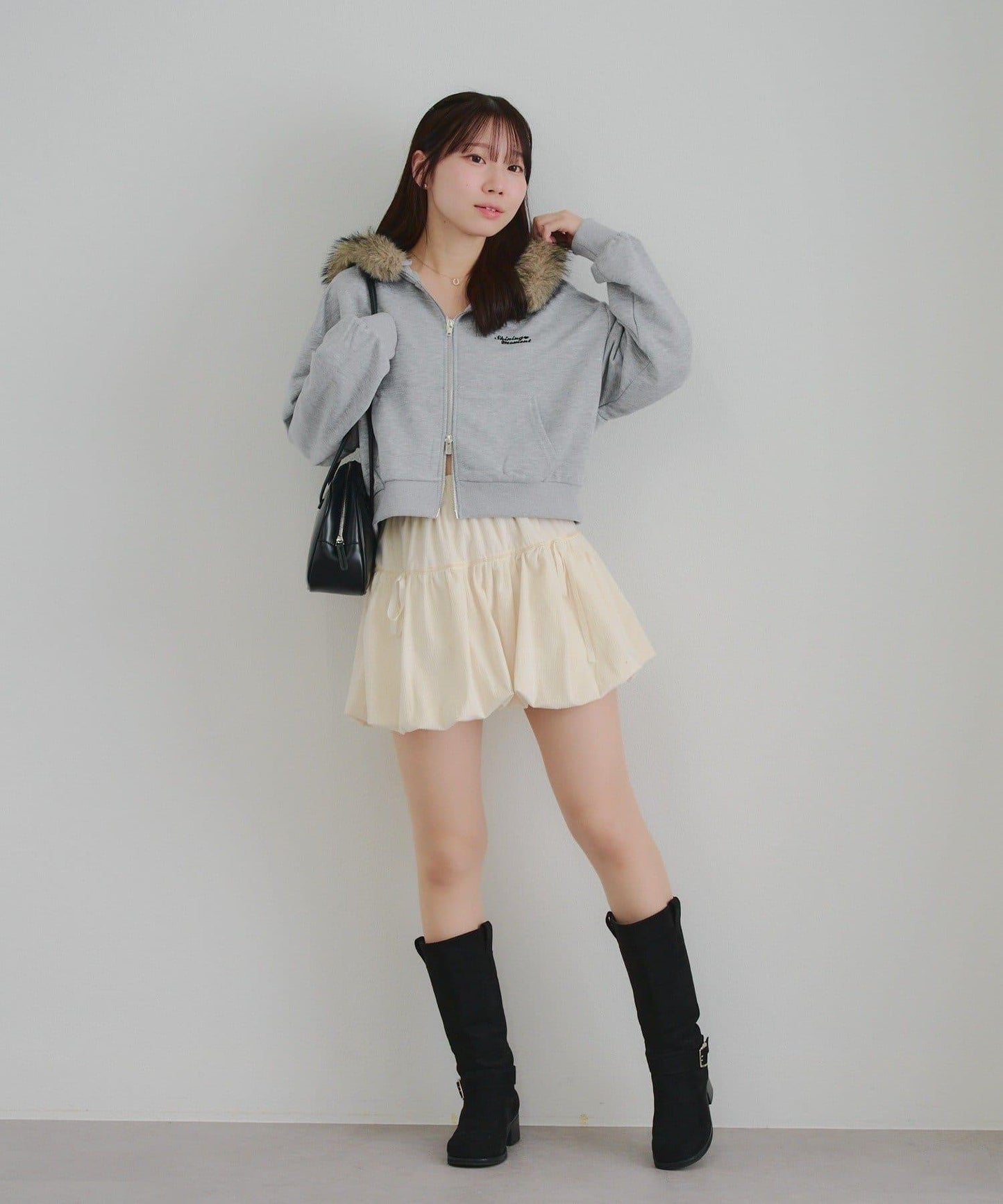 【SETUP】水鑽標誌可拆卸毛絨連帽衛衣