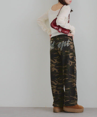 【SETUP】背部標誌水鑽裝飾休閒褲