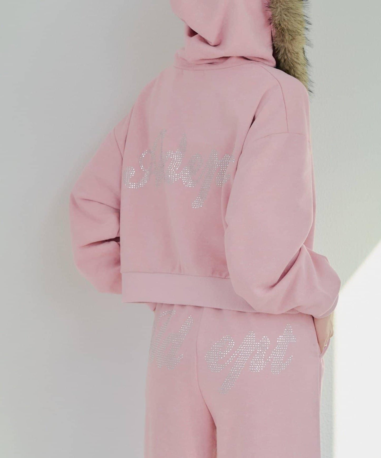 【SETUP】水鑽標誌可拆卸毛絨連帽衛衣