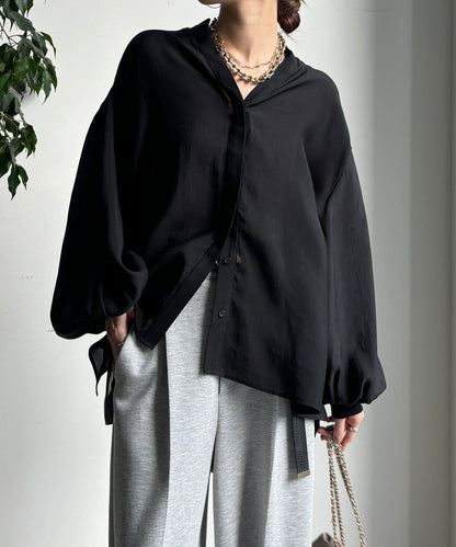 後背薄紗拼接襯衫