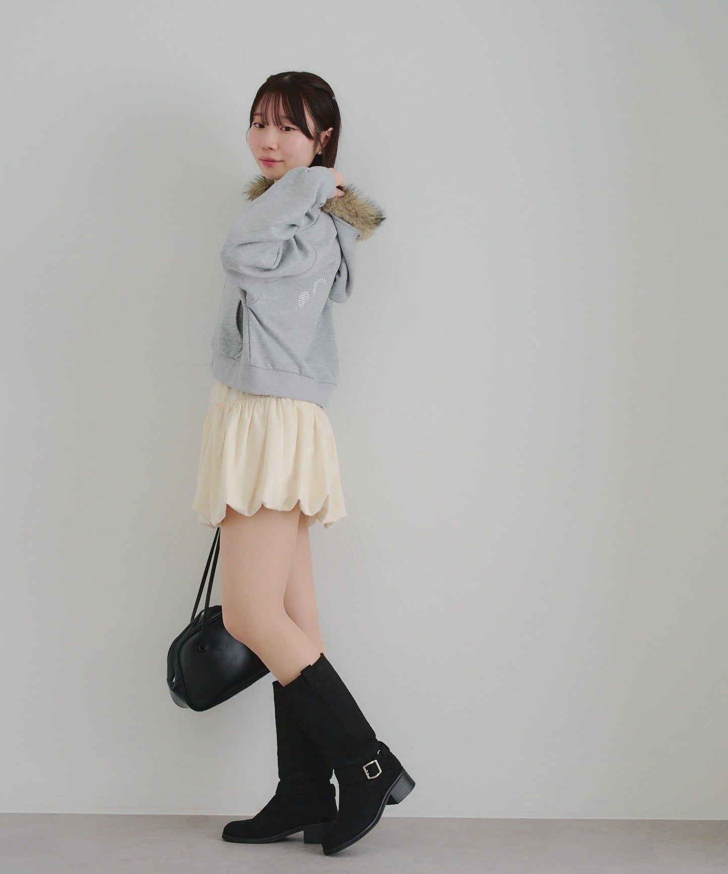 【SETUP】水鑽標誌可拆卸毛絨連帽衛衣