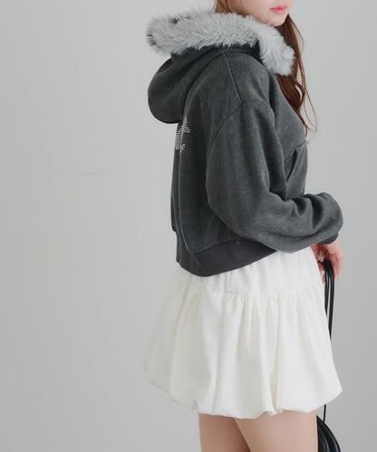 【SETUP】水鑽標誌可拆卸毛絨連帽衛衣