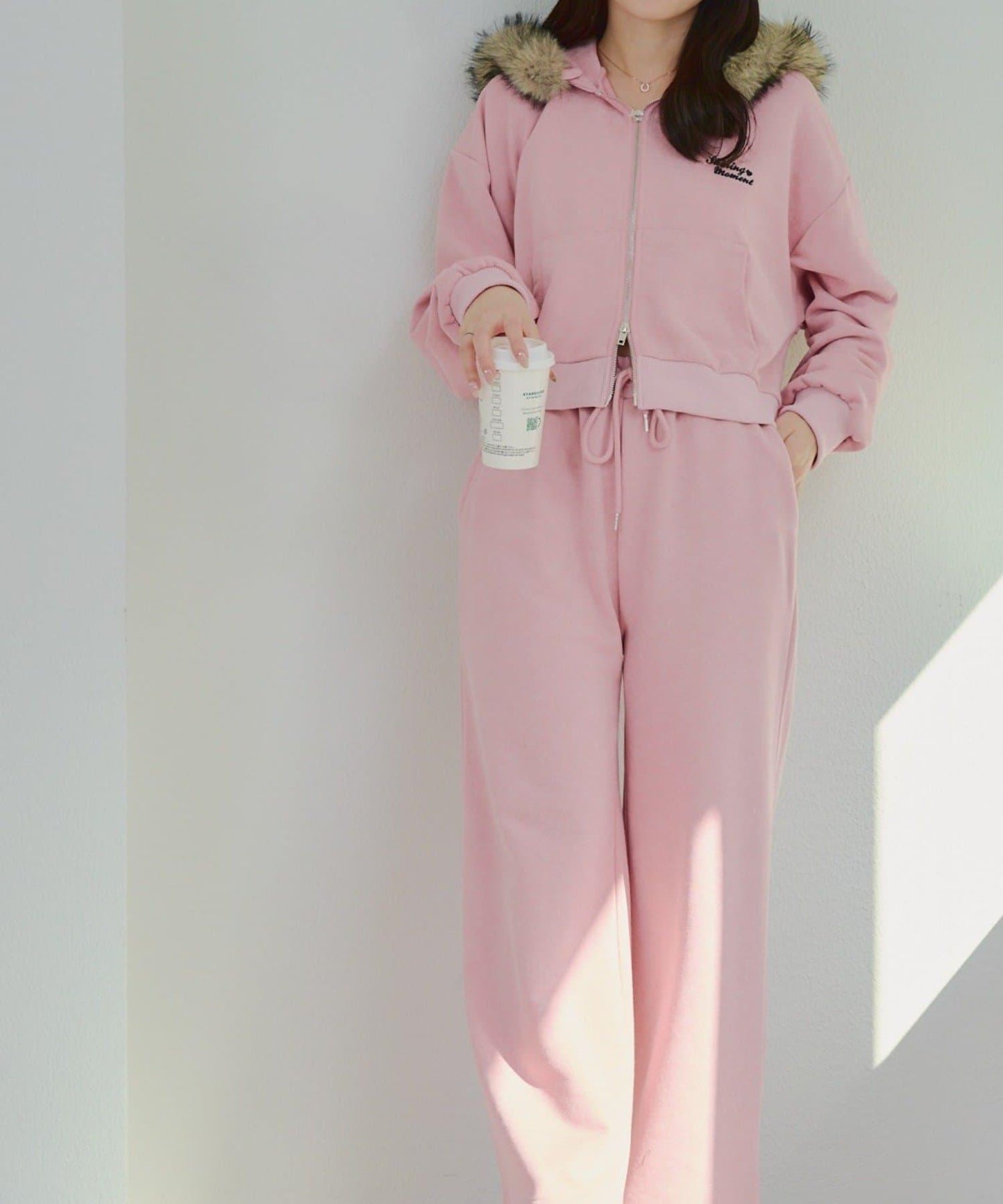 【SETUP】水鑽標誌可拆卸毛絨連帽衛衣