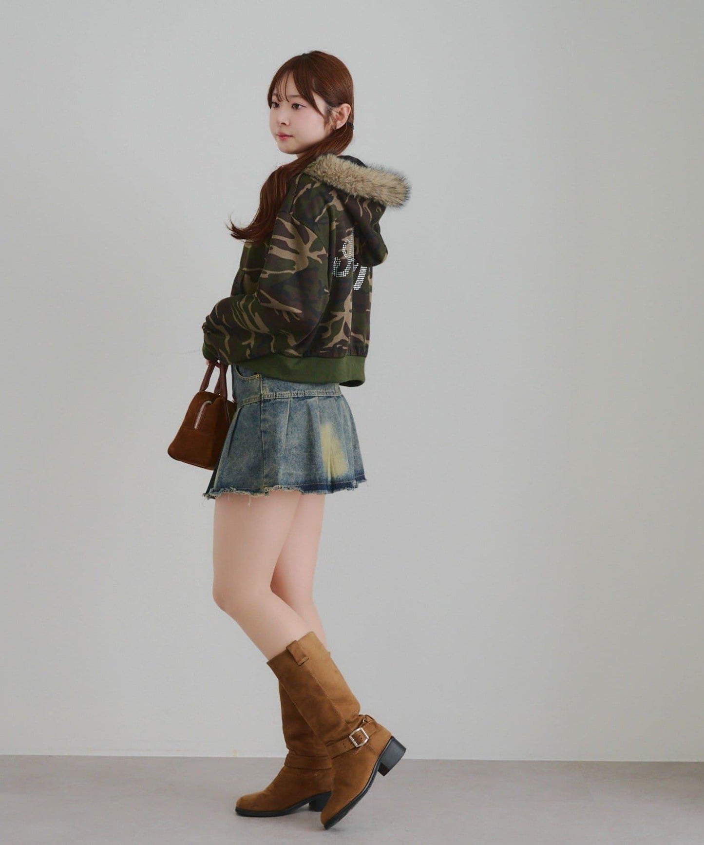 【SETUP】水鑽標誌可拆卸毛絨連帽衛衣