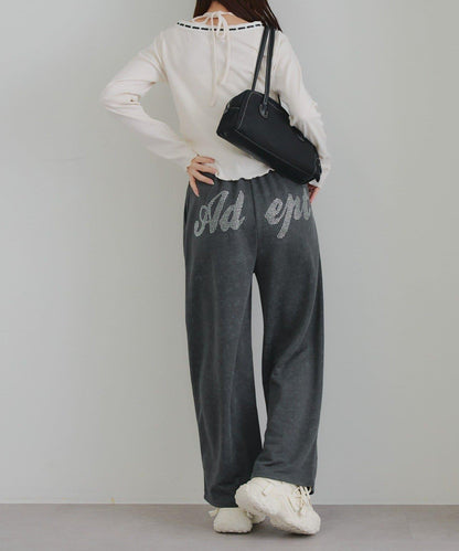 【SETUP】背部標誌水鑽裝飾休閒褲