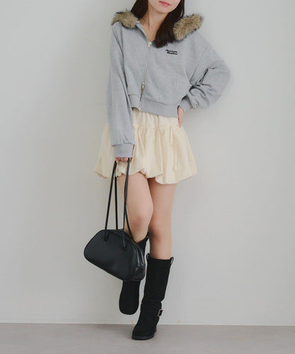 【SETUP】水鑽標誌可拆卸毛絨連帽衛衣