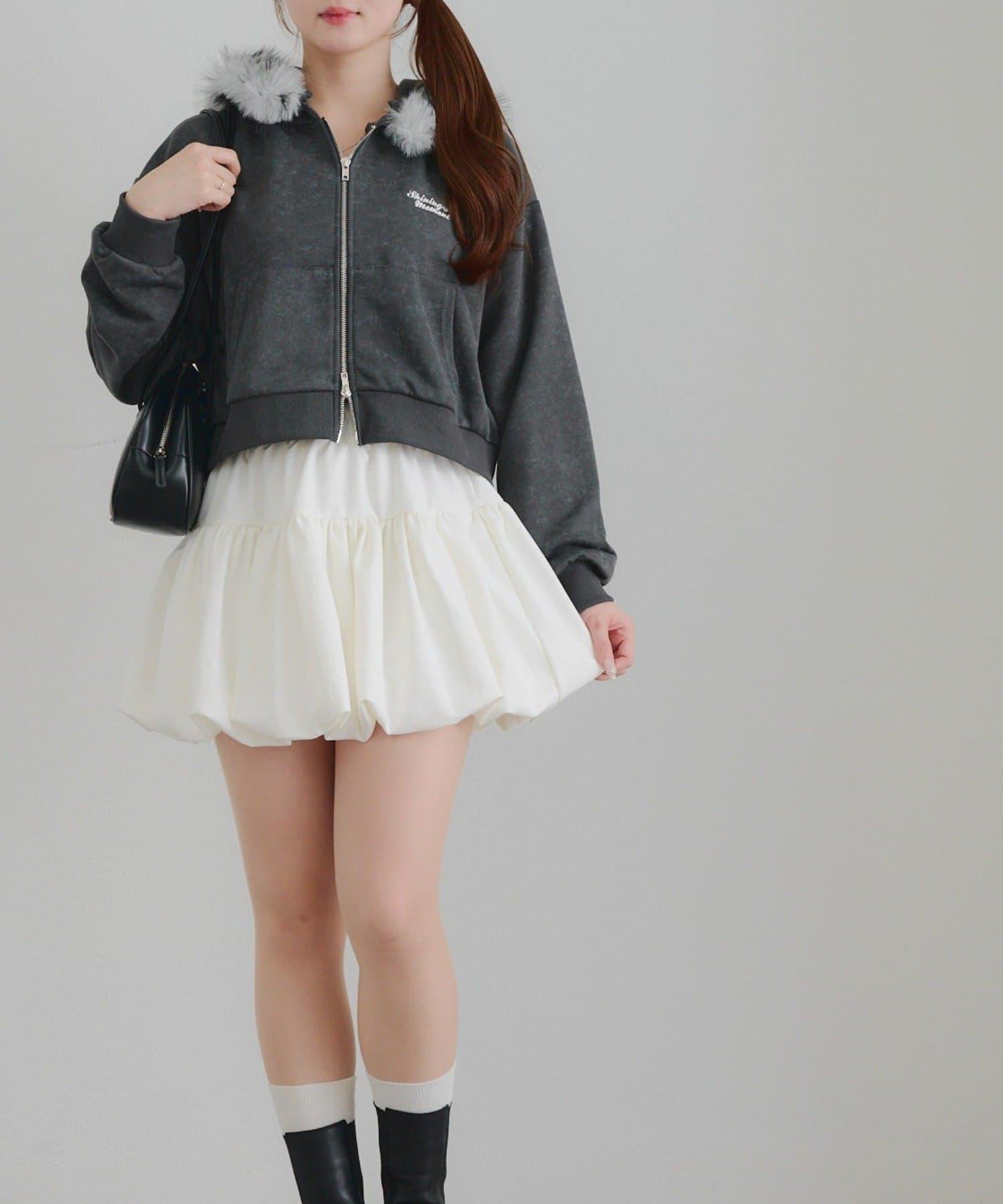 【SETUP】水鑽標誌可拆卸毛絨連帽衛衣