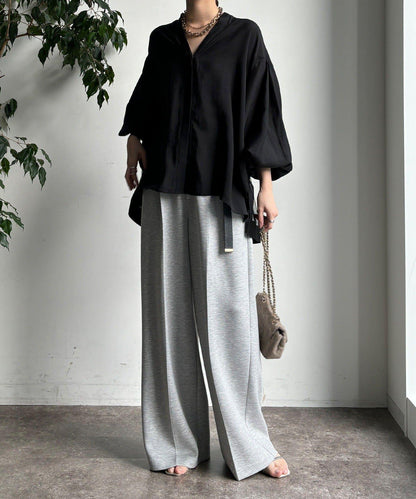 後背薄紗拼接襯衫