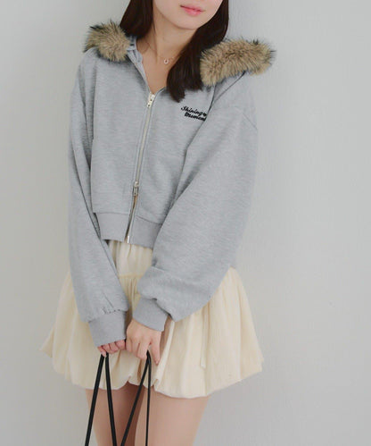 【SETUP】水鑽標誌可拆卸毛絨連帽衛衣