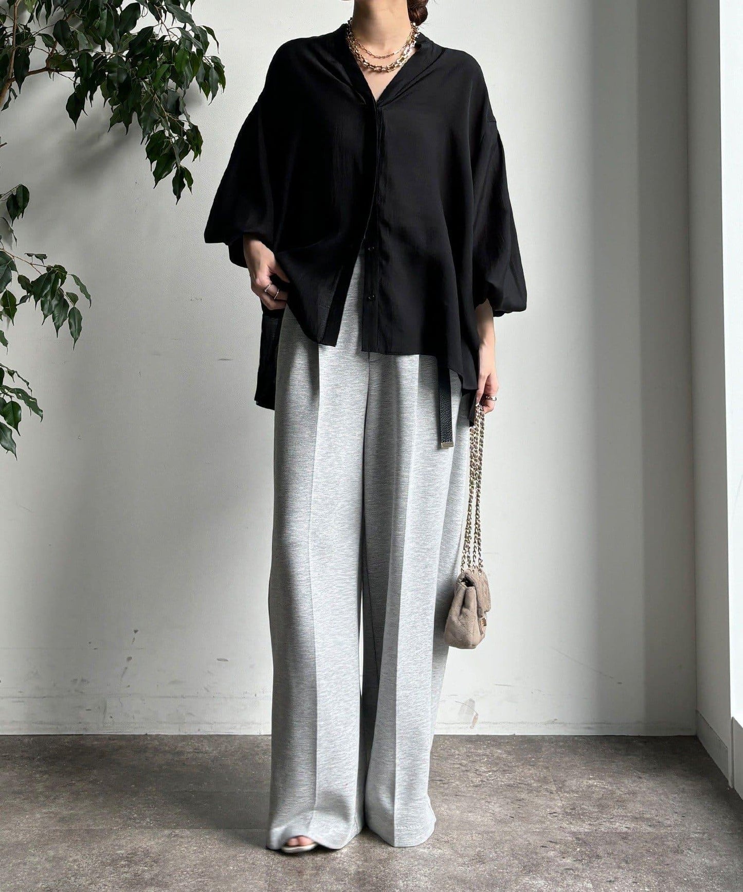 後背薄紗拼接襯衫