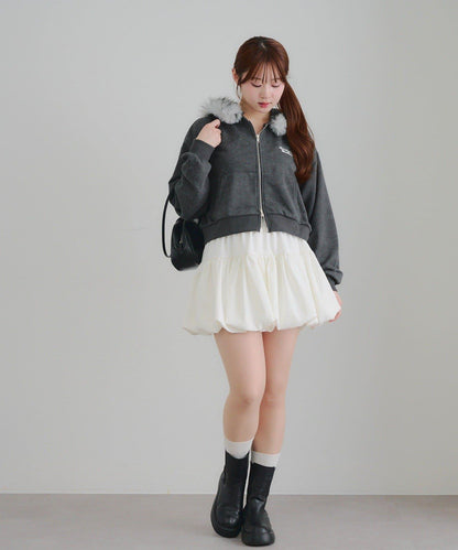 【SETUP】水鑽標誌可拆卸毛絨連帽衛衣