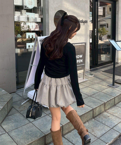 【2026春夏】多穿法上衣+泡泡迷你裙套裝