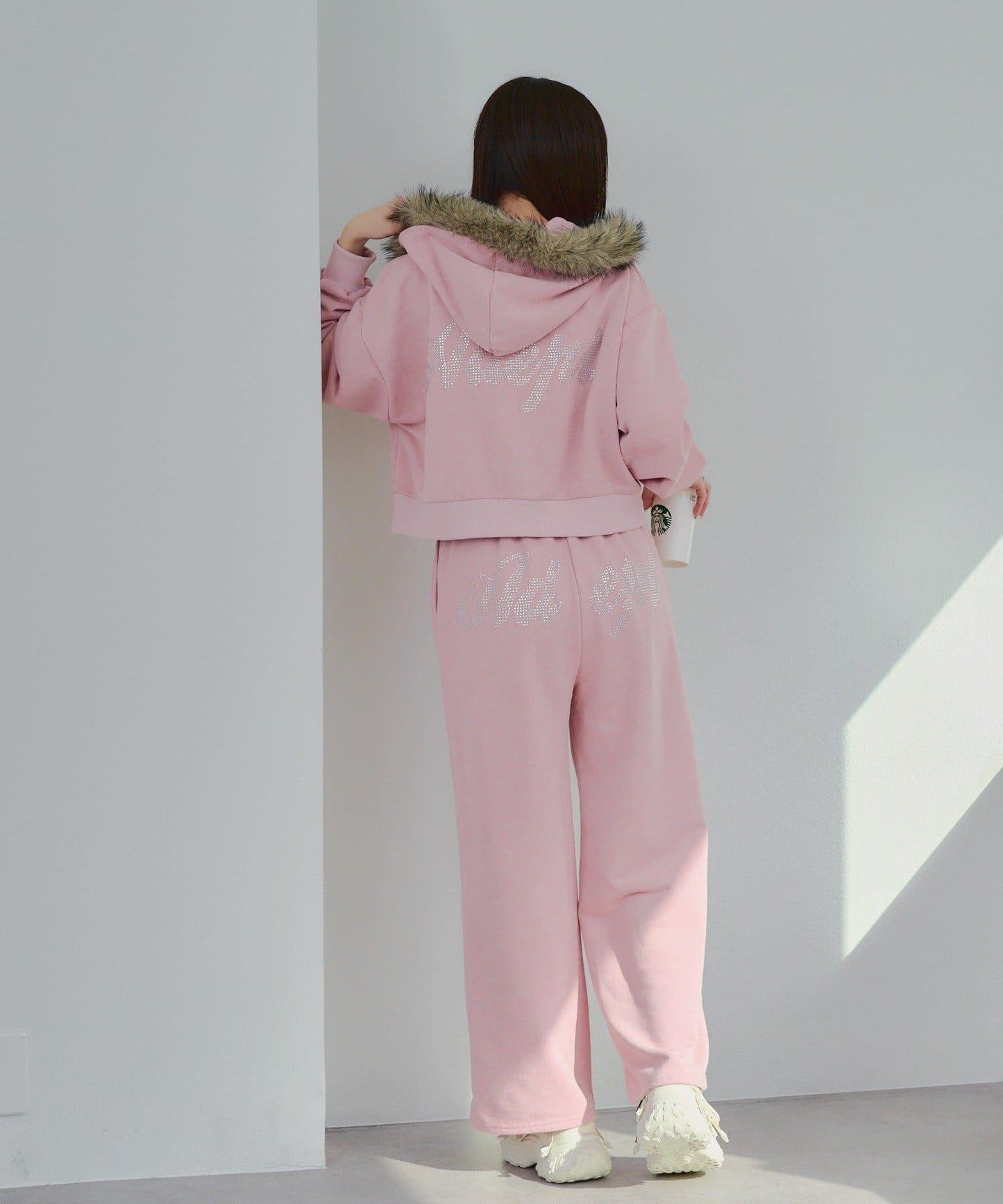 【SETUP】水鑽標誌可拆卸毛絨連帽衛衣