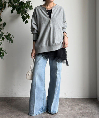 喬其紗不對稱蕾絲拼接襯衫