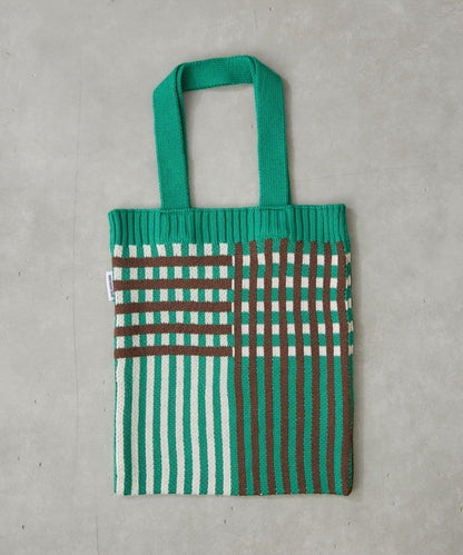 針織格紋寬版手提包