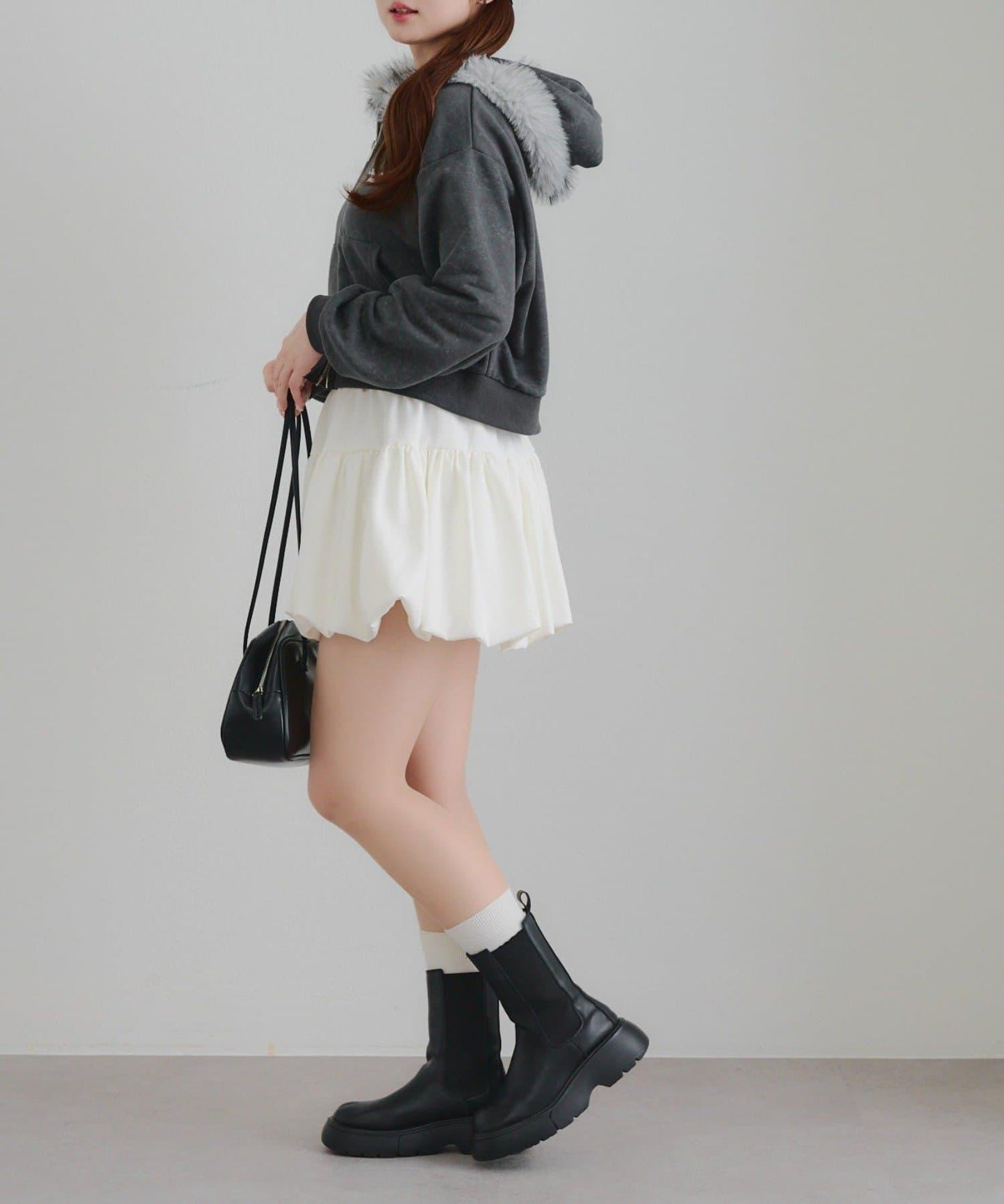 【SETUP】水鑽標誌可拆卸毛絨連帽衛衣