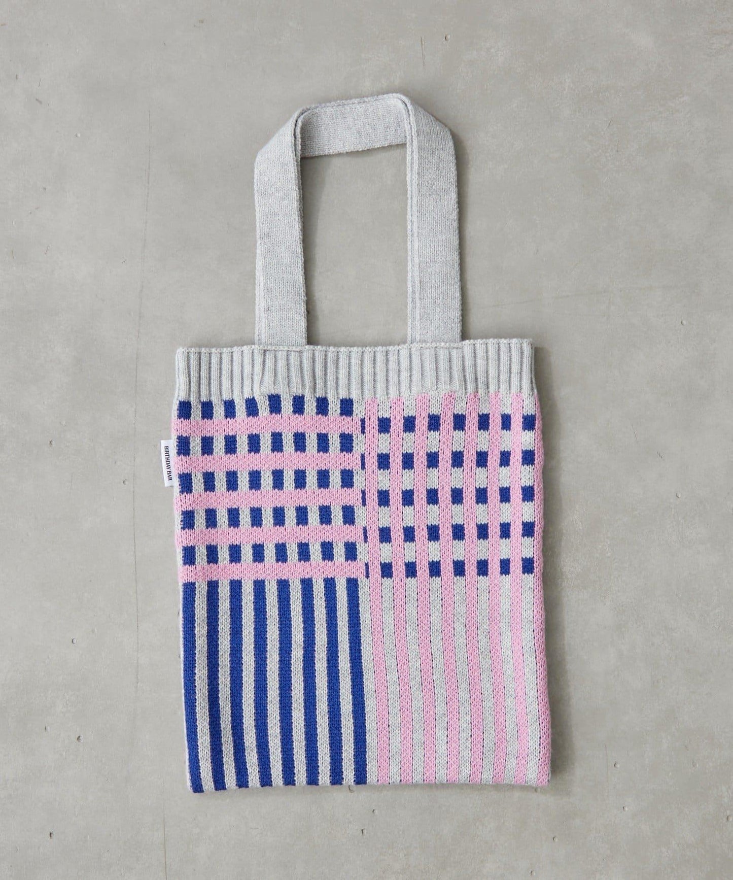 針織格紋寬版手提包