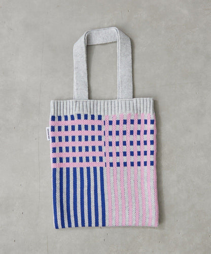 針織格紋寬版手提包