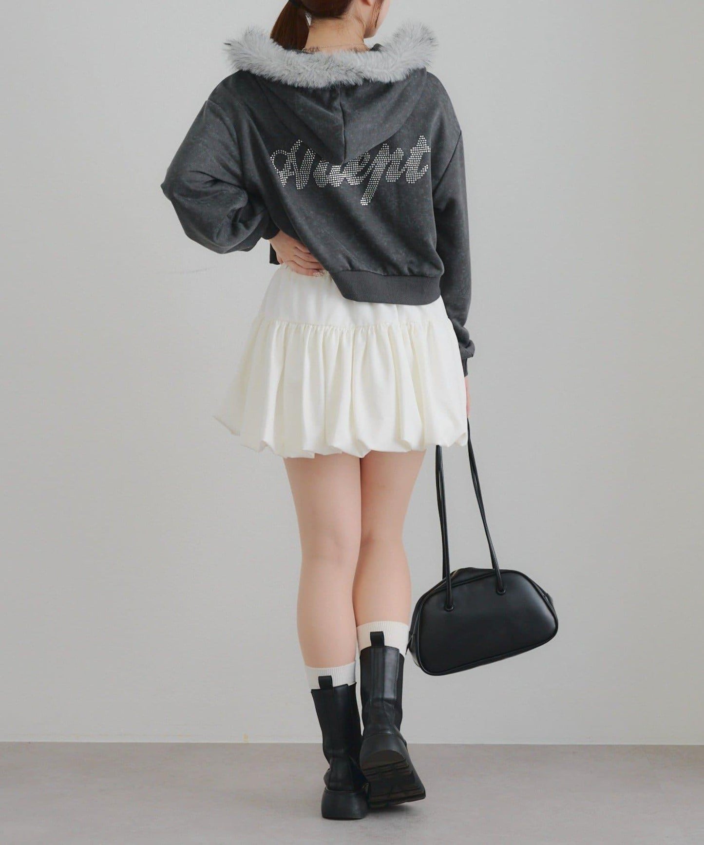 【SETUP】水鑽標誌可拆卸毛絨連帽衛衣