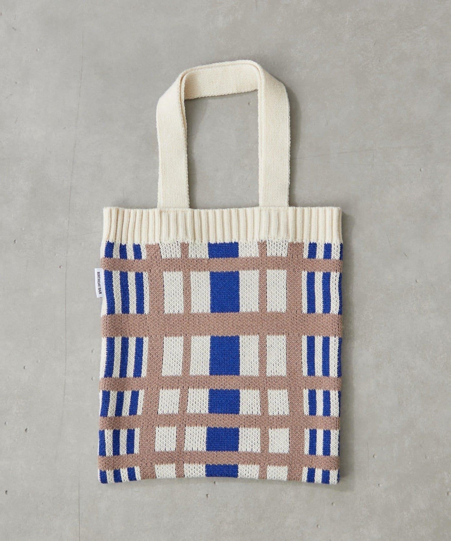 針織格紋寬版手提包