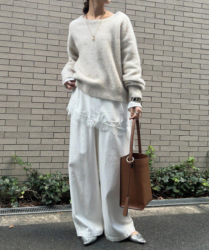 喬其紗不對稱蕾絲拼接襯衫