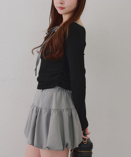 【2026春夏】多穿法上衣+泡泡迷你裙套裝