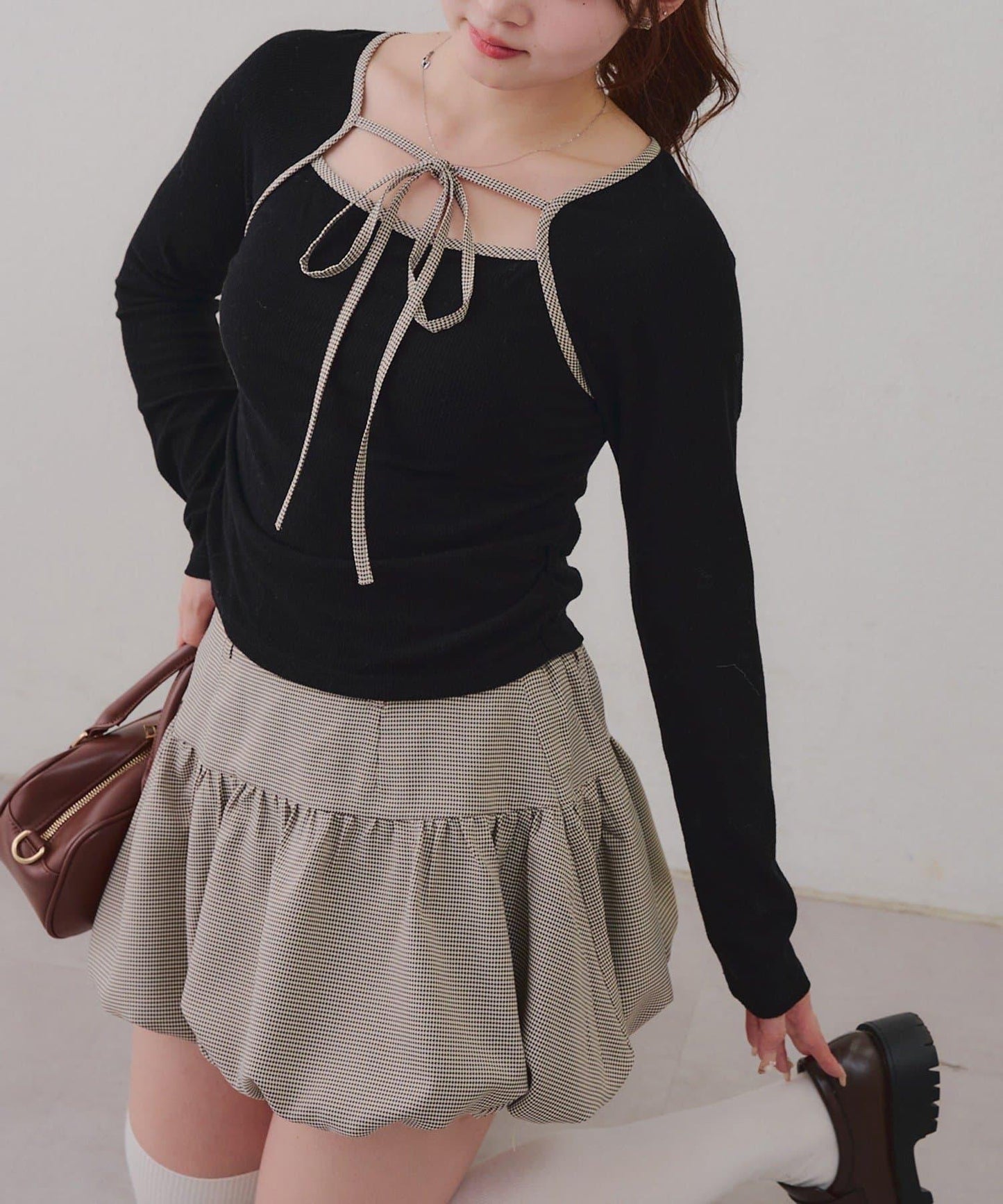 【2026春夏】多穿法上衣+泡泡迷你裙套裝