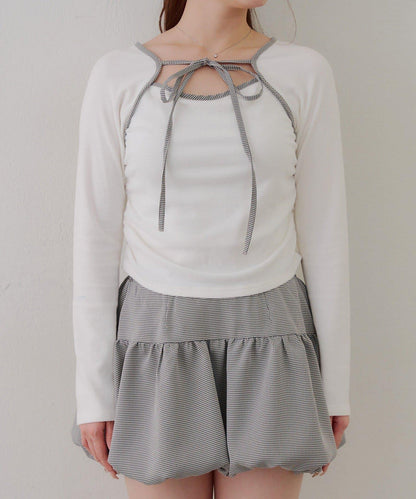 【2026春夏】多穿法上衣+泡泡迷你裙套裝