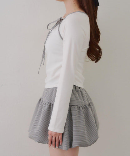 【2026春夏】多穿法上衣+泡泡迷你裙套裝