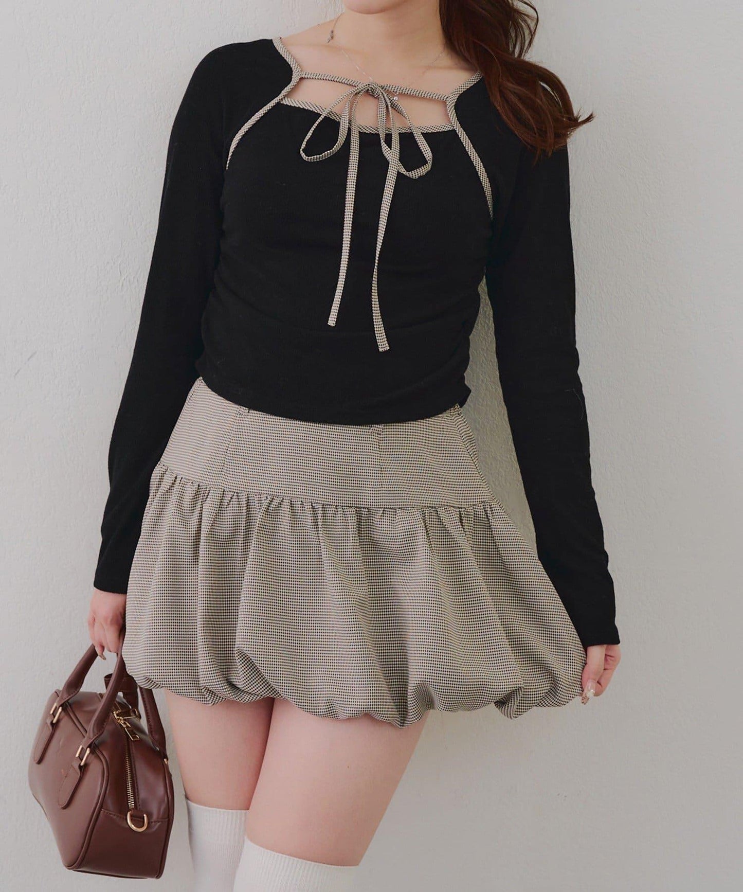 【2026春夏】多穿法上衣+泡泡迷你裙套裝