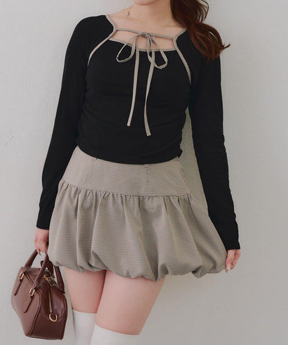 【2026春夏】多穿法上衣+泡泡迷你裙套裝