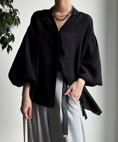 後背薄紗拼接襯衫