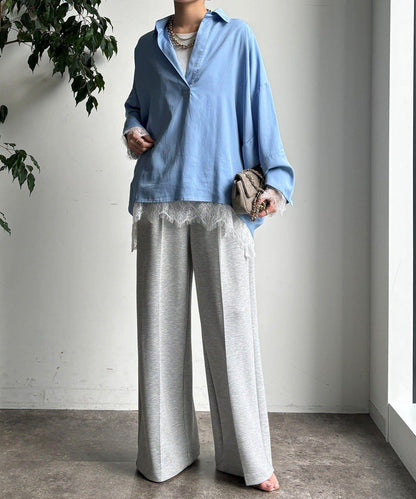 蕾絲拼接下襬長袖T恤