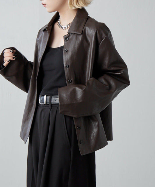 仿皮革襯衫夾克