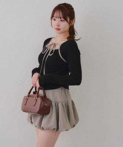 【2026春夏】多穿法上衣+泡泡迷你裙套裝