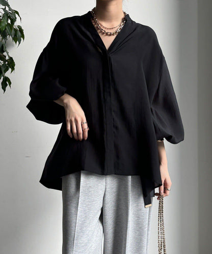 後背薄紗拼接襯衫