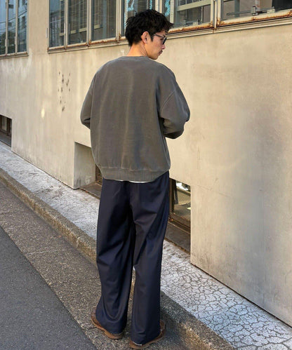 配腰帶細條紋裝飾寬鬆西裝褲