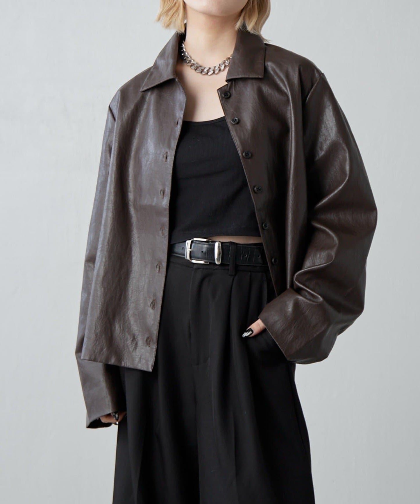 仿皮革襯衫夾克