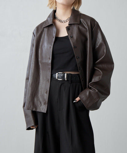 仿皮革襯衫夾克