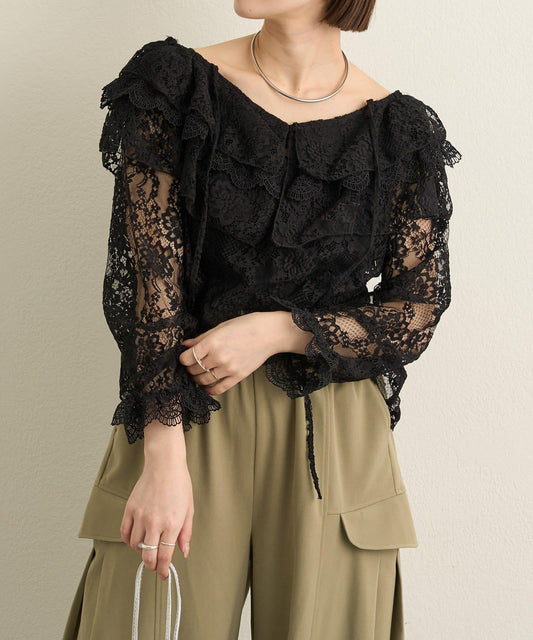 蕾絲荷葉邊襯衫